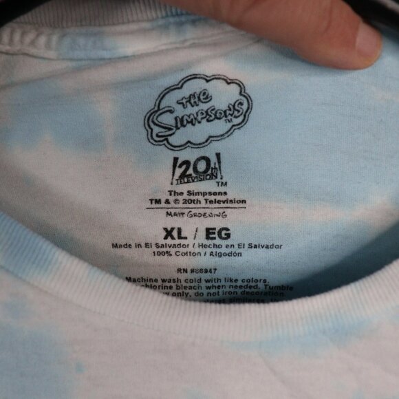 The Simpson's Character Graphic Blue Tie Dye SZ XL Unisex Short Sleeve T-Shirt - Picture 2 of 9